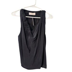 Amanda Uprichard Carissa Silk Black Sleeveless Draped Cowl Neck Top Size S  NWT